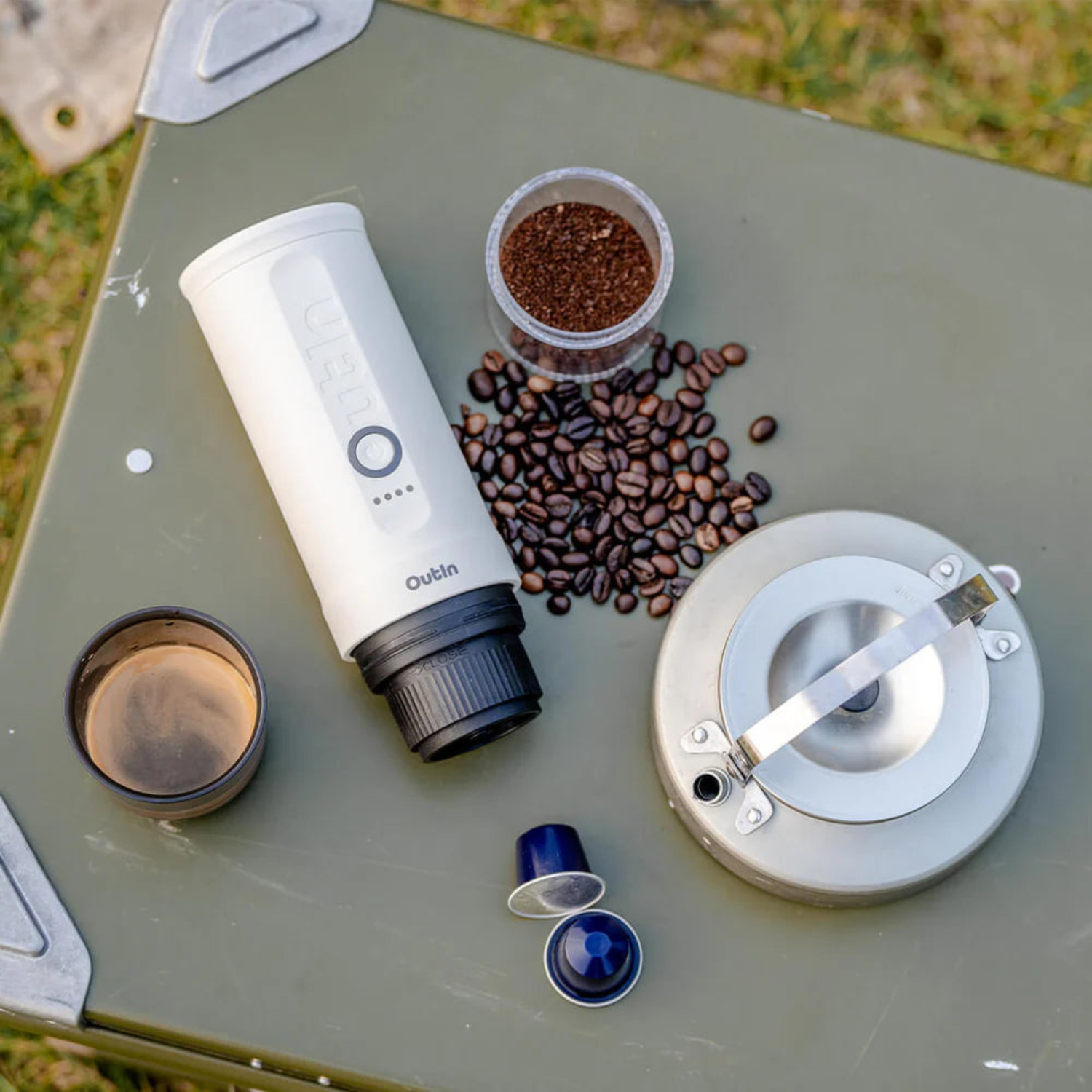 OutIn Nano Portable Espresso Machine (Pearl White)